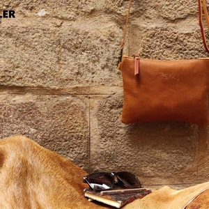 small leather tan bag for women