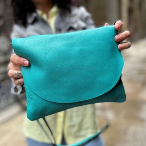 turquoise crossbody leather bag