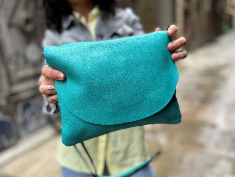 turquoise crossbody leather bag