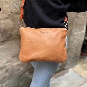 leather zippper soft crossbody purse