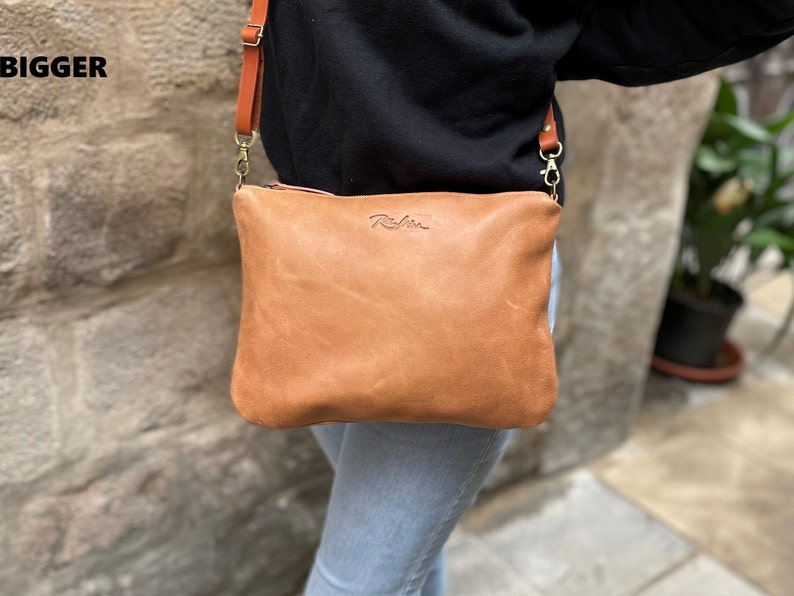 leather zippper soft crossbody purse