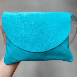 turquoise leather small bag