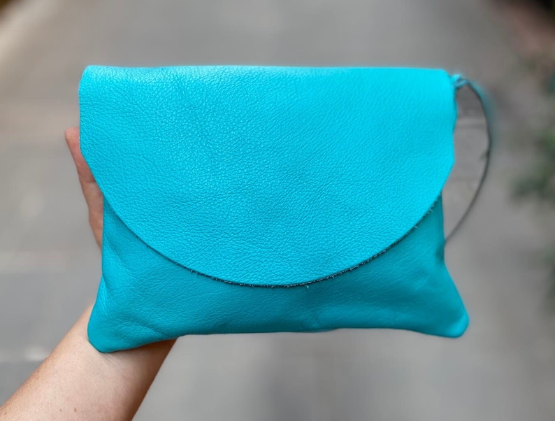 turquoise leather small bag