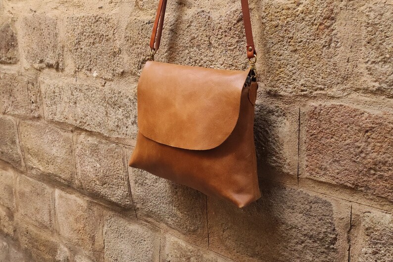 Mustard Yellow Leather Big Crossbody Bag. Soft Leather Simple Etsy