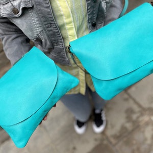 turquoise leather bag