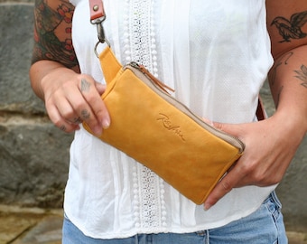 Mustard Yellow Leather Fanny Pack: Handmade Belt Bag