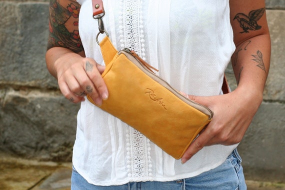 Mustard Yellow Leather Handmade Fanny Pack Belt Bag Bum Bag Hip Bag. Rectangle Zipped Fanny Pack. Purple Teal Tan Red Fanny Pack Etsy Canada