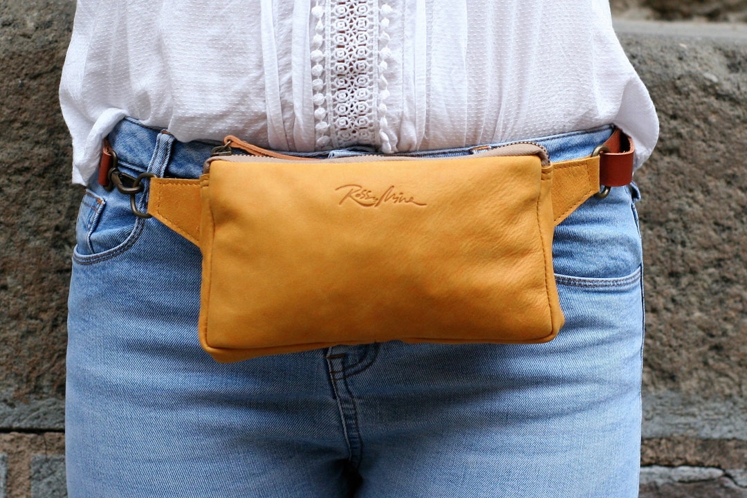 Mustard Yellow Leather Handmade Fanny Pack / Belt Bag / Bum Etsy
