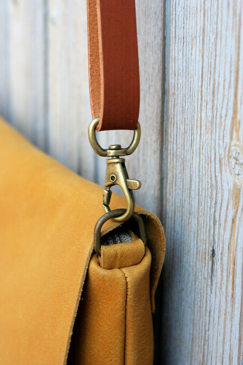 Mustard Leather Crossbody Bag Everyday Bag Yellow Leather Etsy