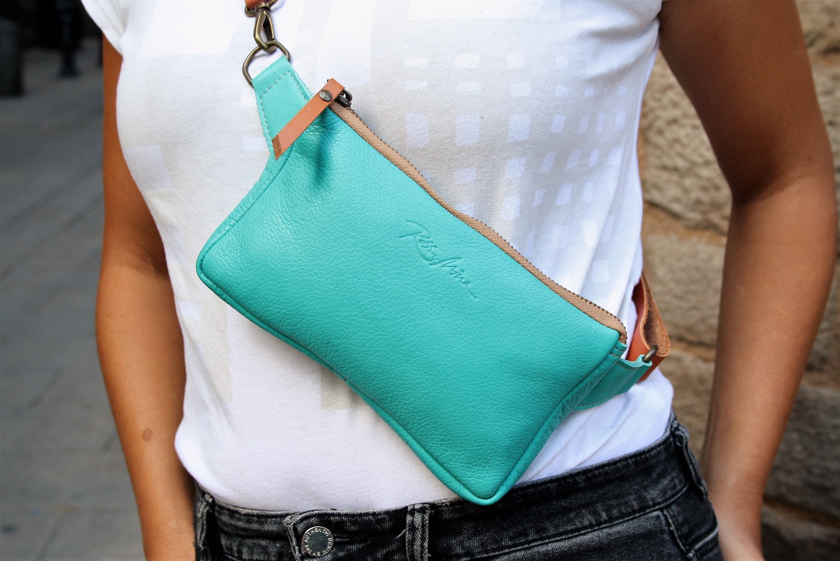 レオ様　SAAD waistbag real leather turquoise Teal Leather Fanny Pack: Adjustable Belt Bum Bag - Etsy