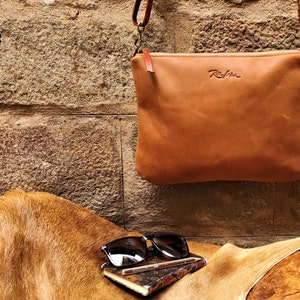 small leather camel bag