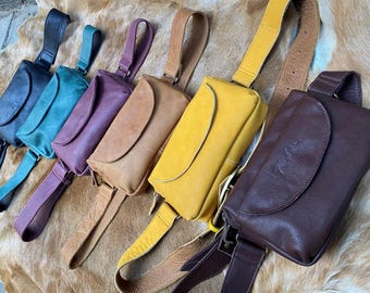 Leather Fanny Pack: Handmade Italian Leather Crossbody Belt Bag