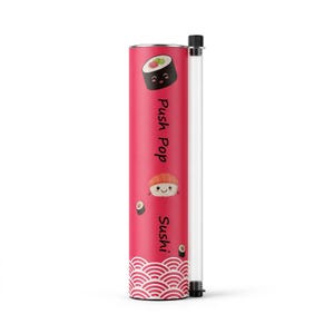 120 Cute Kawaii Pink Sushi Push Pop Tubes with Adorable Sushi Character Designs & Integrated Sauce Sticks - Fun No-Mess Portable Container