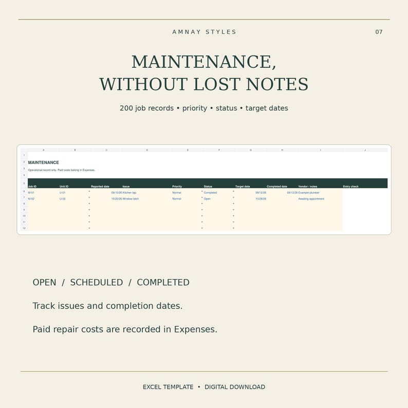 Rental Property Management Spreadsheet for Excel, Landlord Rent Payment ...