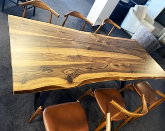 Kitchen Table, Farmhouse Dining Table, Live Edge Black Walnut Table, Table For living room or Office