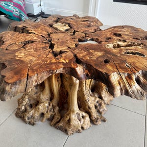 Live Edge Olive Wood Coffee Table, Rustic Round Farmhouse Table image 3