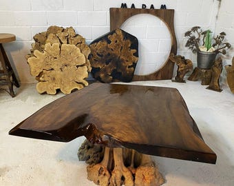 Live Edge Black Walnut Coffee Table, Mid-Century Modern Sofa Table