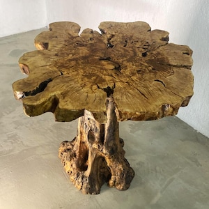 Live Edge Olive Wood Coffee Table, Rustic Round Farmhouse Table image 9