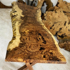 Live Edge Burl Wood Dining Table, Customizable Single Slab Table, Gum, Maple, Walnut Wood  Slab One of a Kind