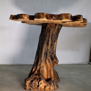 Live Edge Olive Wood Coffee Table, Rustic Round Farmhouse Table image 7