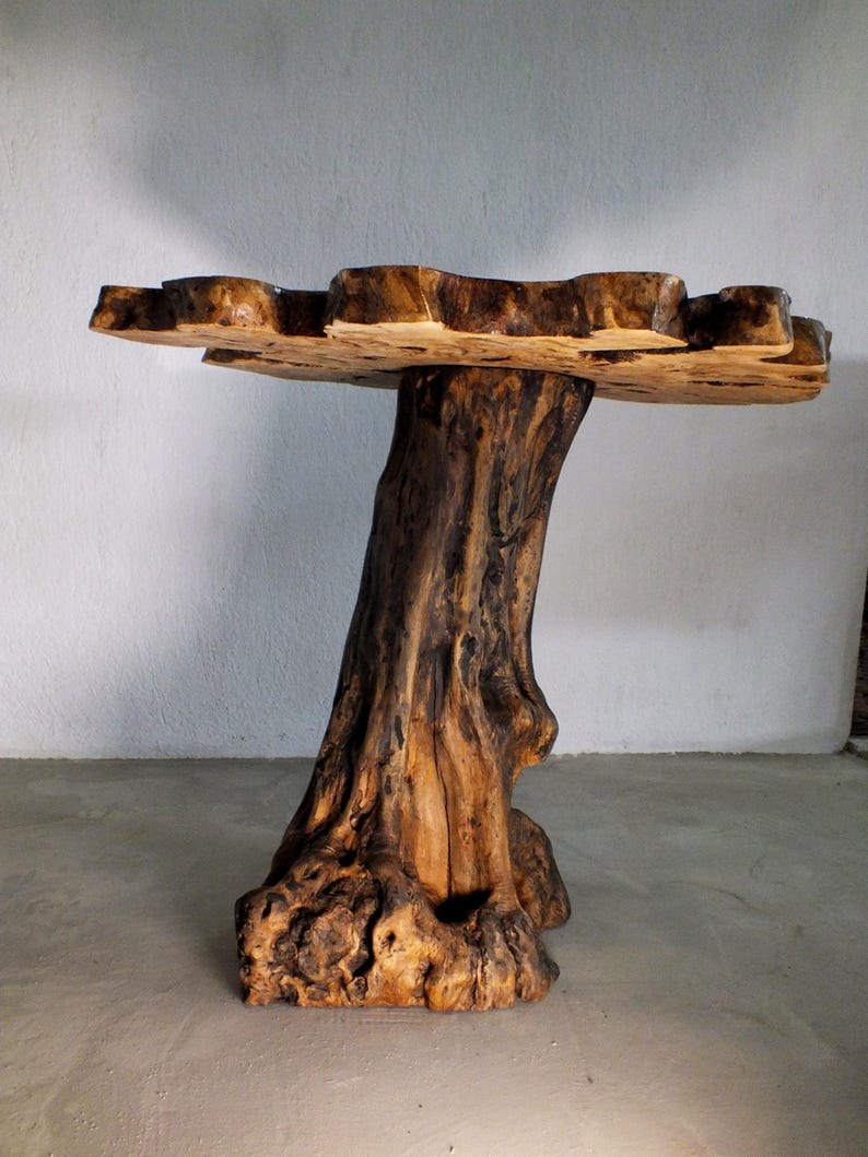 Live Edge Olive Wood Coffee Table, Rustic Round Farmhouse Table image 7