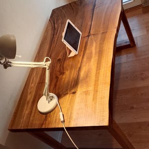 Live Edge Walnut Dining Table, Customizable Solid Wood Writing Desk