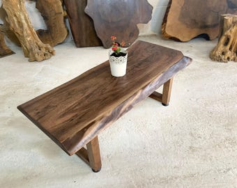 Live Edge Walnut Coffee Table, Natural Wood Side Table