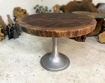 Rustic Round Wood Dining Table: Reclaimed Hardwood Single Slab