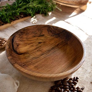 Large Wood Bowl, Solid Walnut Serving Bowl, Hand Turned Curly Fruit and salad bowl, Gift for mom