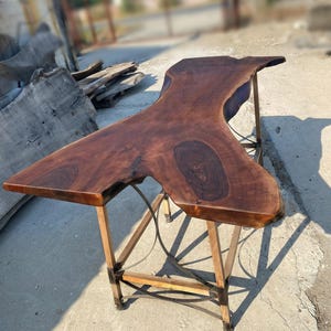 Live Edge Solid Walnut Industrial Bar Table, Rustic Wood Pub Table, High Top Counter Height Table