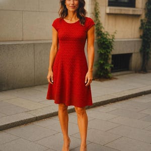 Red Knee Length Dress - Etsy