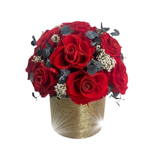 FINAL SALE Preserved Flower, Wonderful Preserved Roses in a ceramic vase,  Bouquet in vase (NO need water)