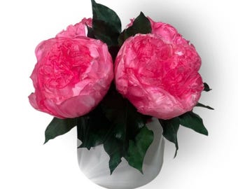 Preserved Peony Arrangement in Ceramic Vase - VeraFlora