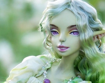 Green Fairy ball jointed doll, porcelain bjd artdoll in 1:6 scale