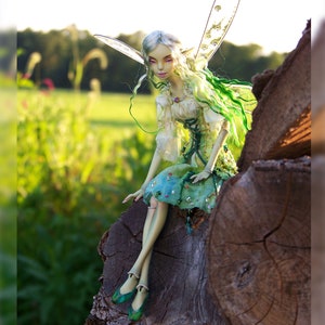 Green Fairy ball jointed doll porcelain bjd artdoll in 1:6 image 6