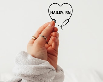 Personalized Nurse Heart Sticker, Glossy Vinyl Decal