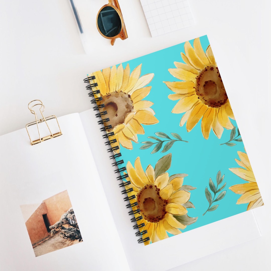 Sunflower Spiral Notebook, Floral Print Journal - Etsy