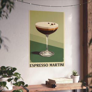 Espresso Martini Poster, Vintage Wall Decor, Cocktail Lovers Gift, Home Bar Decor, Bar Cart Decor, Retro Cocktail Art, Bar Prints