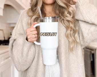 Personalized Checkered Name Tumbler, 40oz Insulated Travel Mug