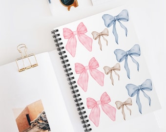 Notizbuch mit Schleifen Print - Spiralblock - Girly Notizbuch