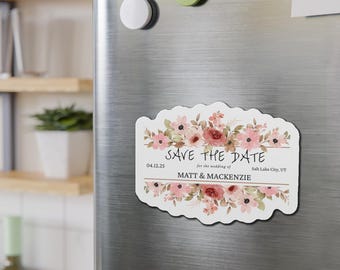Benutzerdefinierte Blumen Save the Date Magnet, Hochzeitsansage