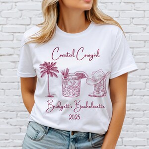 Custom Coastal Cowgirl Bachelorette Shirt, Personalized Bachelorette Shirt, Bachelorette Gift, Bridesmaid Gift, Coastal Cowgirl
