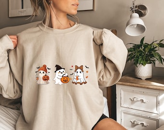 Sudadera Ghost Coffee, cuello redondo de temporada espeluznante