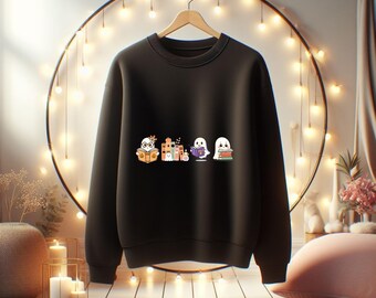 Bookish Ghost Rundhals-Sweatshirt, Halloween-Buch-Liebhaber-Geschenk