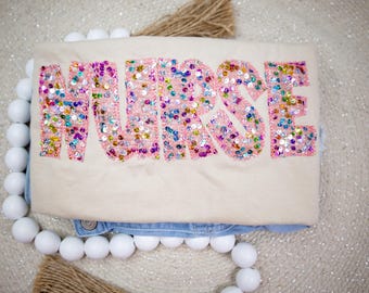 Sequins Nurse Sweatshirt: Registered Nurse Apparel