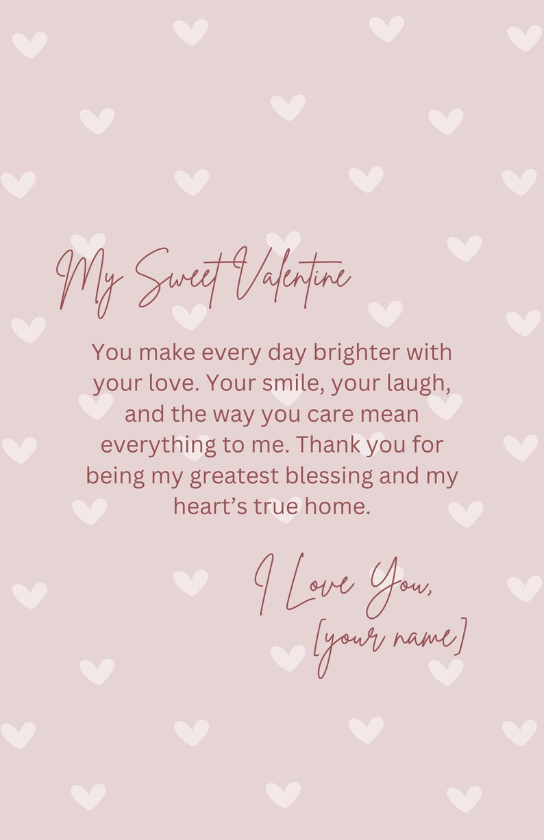 Sweet & Romantic Valentine’s Day Card Template - Etsy
