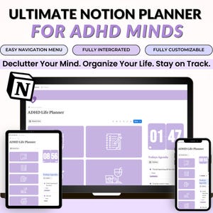 Planejador de Vida para TDAH para Notion – Monitor de Foco, Hábitos e Humor | Organizador Digital para Mentes Neurodivergentes