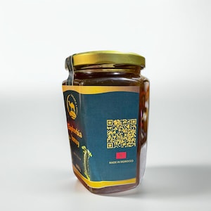 Miele marocchino biologico grezzo - Miele selvatico naturale in barattolo / Regalo gourmet con mestolo