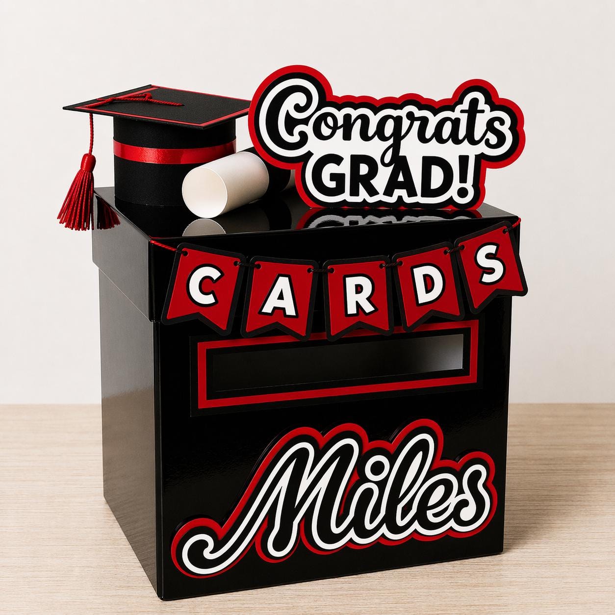 congrats grad card box Graduation Card Box Class of 2026, Congrats Grad Gift Card and Money Holder,  Graduation Party Table Decoration, 9x9x9 Inch