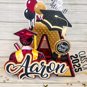 Letra 3D de graduación, letra mayúscula personalizada, decoraciones para fiesta de graduación, decoración para fiesta temática de niñas graduadas.